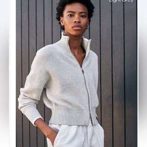 Varley Coleman Light Gray Textured Knit Sweater, XS